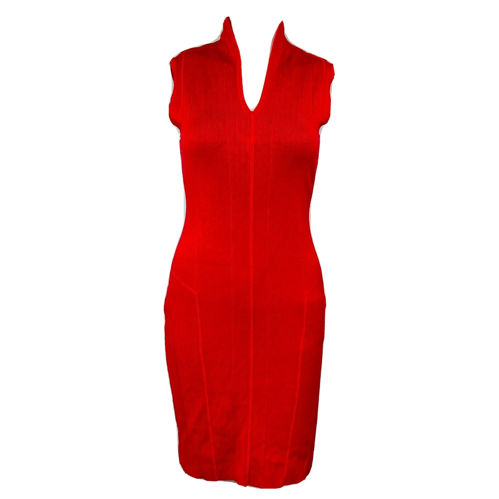 Wendy Williams Dress Womens Sz XS Red‎ Knit Sleeveless V Neck Bodycon Sweater
